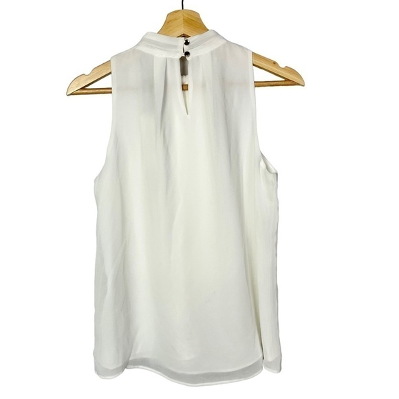 Calvin Klein Petite White Tie Neck Sleeveless Chiffon Blouse MP - Picture 3 of 4